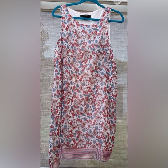 Max Studio EDIT May Red, White, Blue Floral Trapeze Dress Sz L - Picture 3 of 10